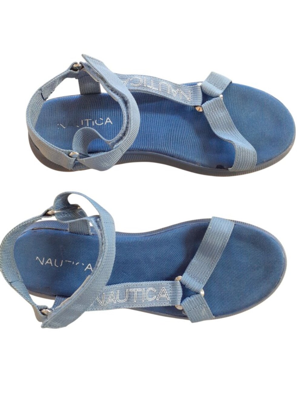 Nautica Womens Sandals Size 8.5 Blue Comfort Ankle Straps Open Toe Secure Fit